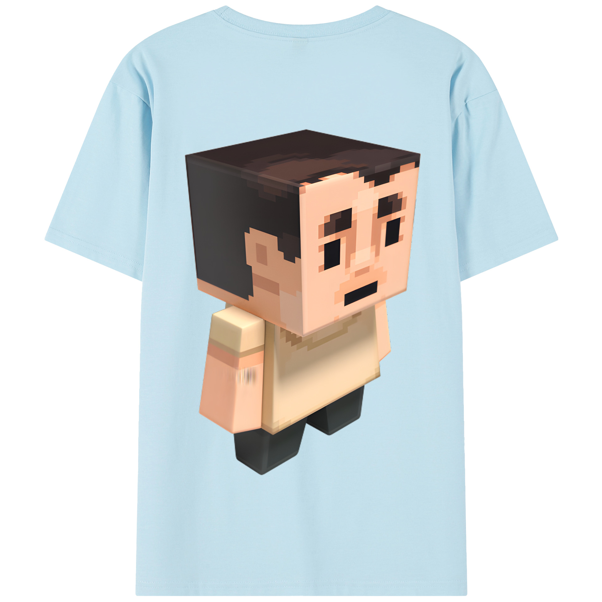 （画像用） マインクラフト ブロックの世界 Minecraft MC Block world 綿100％半袖Tシャツ（背面プリント）